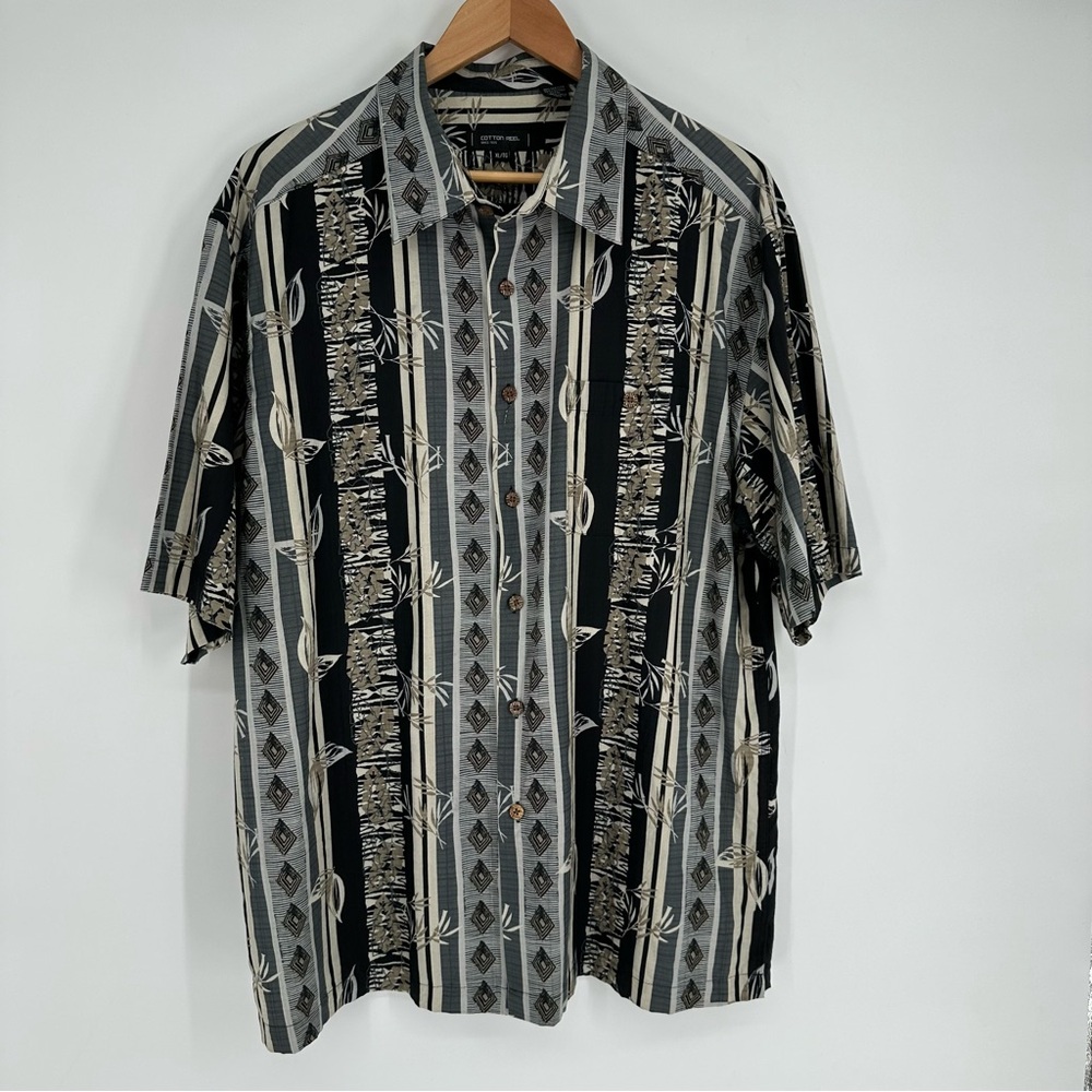 Cotton Reel Silk Blend Multi Color Button Up Shirt Sz XL Mens